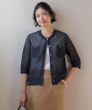 J.PRESS LADIES LINEN COTTON BLEND ニット カーディガン