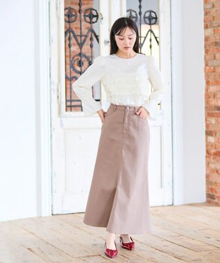 Feroux フリルギャザー ブラウス ホワイト系