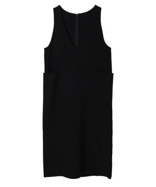 AMERICAN HOLIC イージーケアＵネックＩラインワンピース Black