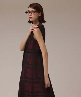 GRACE CONTINENTAL シャドーチェックワンピース ボルドー