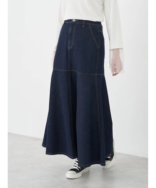 earth music&ecology ペプラムマーメイドデニムスカート Indigo