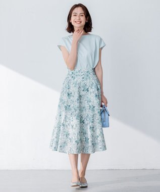 組曲 【洗える・シワになりにくい】フルラージュプリント スカート グリーン系5