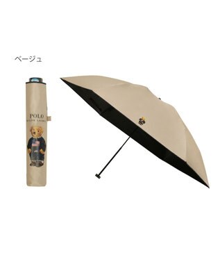 MOONBAT 【軽量】POLO RALPH LAUREN 遮光 晴雨兼用 折りたたみ日傘 無地 ポロベア ベージュ