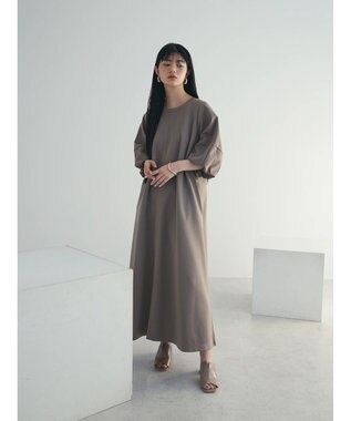 Green Parks armonia. 袖ボリュームポンチワンピース Gray Beige