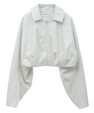 Green Parks フェイクレザーショートブルゾン Ivory