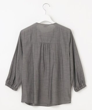 J.PRESS LADIES 【洗える・速乾・接触冷感】リライムライトローン フリル ブラウス グレーシャンブレー系