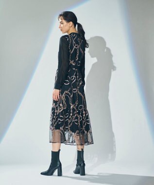 GRACE CONTINENTAL チェーン刺繍ワンピース ブラック