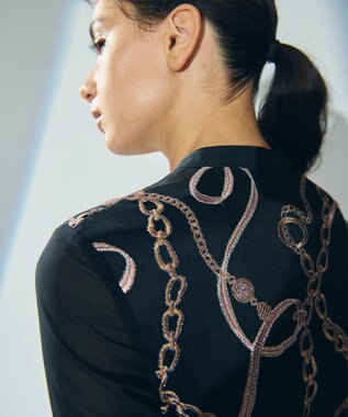 GRACE CONTINENTAL チェーン刺繍ワンピース ブラック