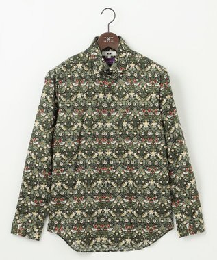 JOSEPH ABBOUD 【洗える】リバティプリント シャツ カーキ系5