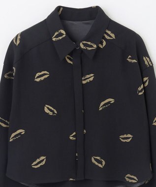 GRACE CONTINENTAL リップモチーフショートシャツ ブラック