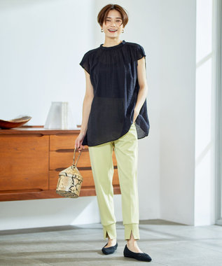 UNFILO 【撥水】ヴィンテージ レーヨン ブラウス ブラック系