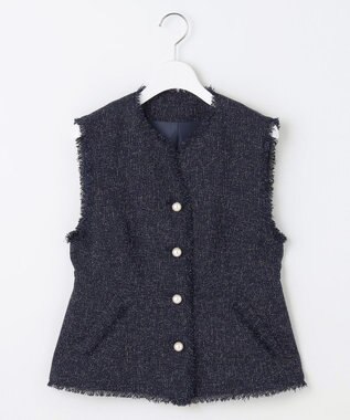 Feroux 【セットアップ対応】春ツイード コンパクトジレ ネイビー系1