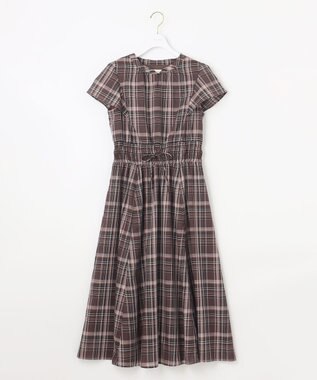 ANY SIS 【洗える】シアーチェック ワンピース ブラウン系