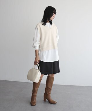 Green Parks ＳＥＴ２点　ニットベスト＋ロンＴＥＥ Gray Mixture