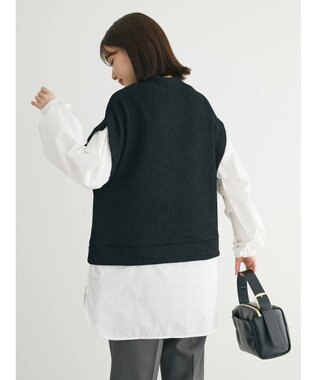 Green Parks ニットソードッキングチュニック Black