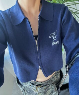 WEGO WZIPスターモチーフニット ネイビー