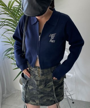 WEGO WZIPスターモチーフニット ネイビー