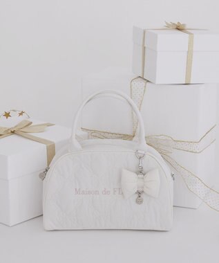 Maison de FLEUR リボンキルティング2Wayボストンバッグ Ivory