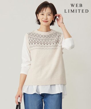 J.PRESS LADIES 【WEB限定・洗える】FAIR ISLE ニットベスト 【WEB限定】ベージュ系