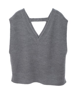 Green Parks ＳＥＴ２点　ニットベスト＋ロンＴＥＥ Gray Mixture