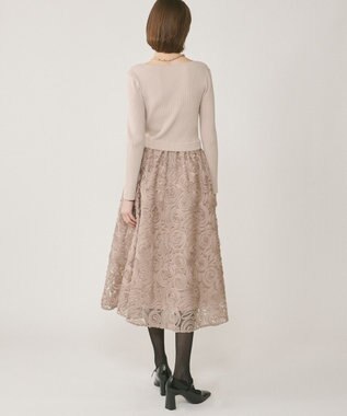 GRACE CONTINENTAL テープ刺繍ニットワンピース ベージュ