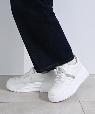 Pointer 日本製 本革ボリューム厚底スニーカー オフホワイト