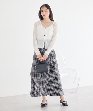 earth music&ecology ランダムキリカエラップスカート Check Black