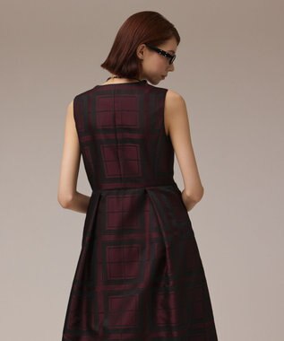 GRACE CONTINENTAL シャドーチェックワンピース ボルドー