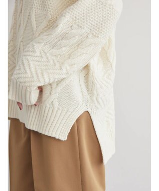 AMERICAN HOLIC パッチワークケーブルニットプルオーバー Ivory