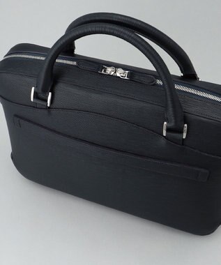 GOTAIRIKU 日本製【PELLE MORBIDA】型押しレザー ブリーフバッグ ネイビー系