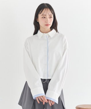 earth music&ecology パイピングショートシャツ Off White