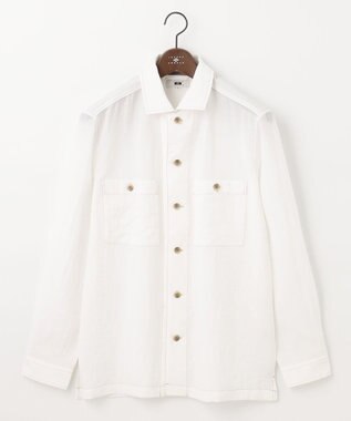 JOSEPH ABBOUD 【サスティナブル】リンクルマイヤー シャツアウター ホワイト系