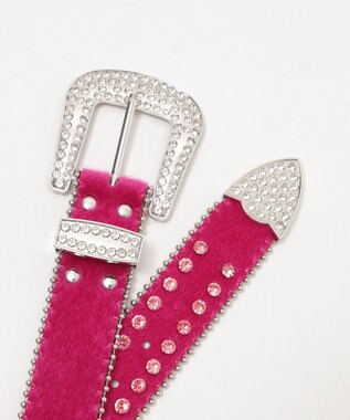 WEGO Lビジューラメシャギーベルト ピンク