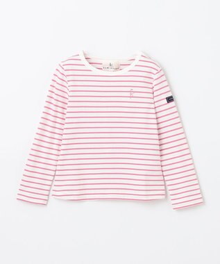 組曲 KIDS 【110-140㎝】長袖ボーダー Tシャツ ローズ×オフホワイト