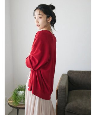 CRAFT STANDARD BOUTIQUE UVカット/接触冷感/マシンウォッシャブル/Vネックニットカーディガン Red