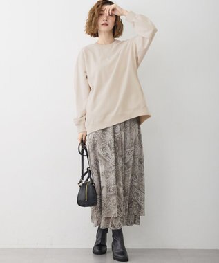 23区 S 【洗える】Erica クレープペイズリープリント スカート ライトグレー系