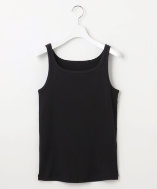 自由区 L 【洗える】ソフトリブ タンクトップ ブラック