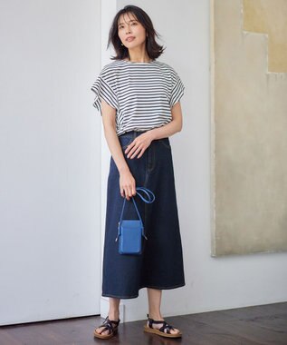 ANY 【洗濯機可能/ストレッチ】フロントスリットデニムスカート インディゴ