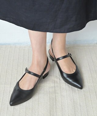 Pointer 日本製 本革ベルト付きミュール ブラック