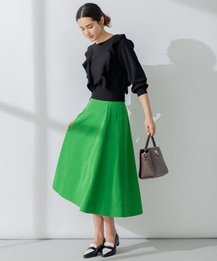 組曲 【洗える】Elenaラッフル ニット ブラック系