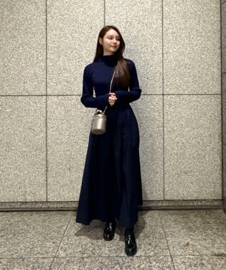 Green Parks AnriettMusee  リブニットドッキングワンピース Navy