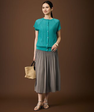 自由区 S 【デザインアップデート・ウエストゴム・セットアップ対応・セレモニー・通勤】ライトサテンプリーツ スカート モカ