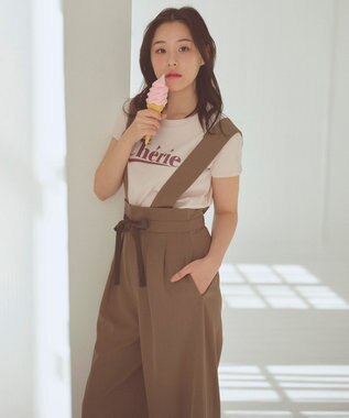 Feroux レタードプリントコンパクト Tシャツ ピンク系