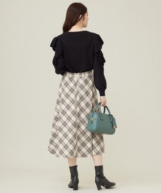 ANY SIS 【洗える】サイドプリーツチェックフレア スカート アイボリーチェック