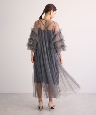 Green Parks ・Ｒａｉｌｍｅ　チュールワンピース（インナーＯＰ付） Charcoal Gray