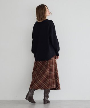 YECCA VECCA チェック柄アシメデザインスカート Brown