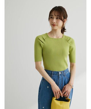 Green Parks 袖ギャザーラグランニットプルオーバー Green