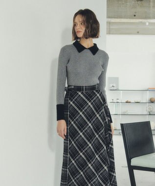 YECCA VECCA チェック柄アシメデザインスカート Black