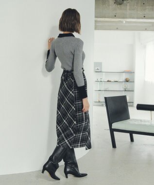 YECCA VECCA チェック柄アシメデザインスカート Black