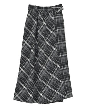 YECCA VECCA チェック柄アシメデザインスカート Black